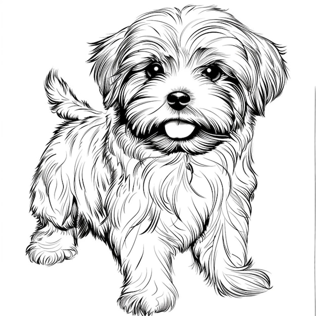 black and white pictures of cute animal characters dog for children to color