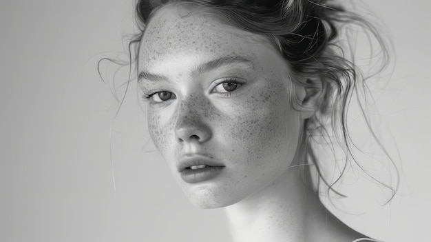 Black and white portrait of a beautiful model