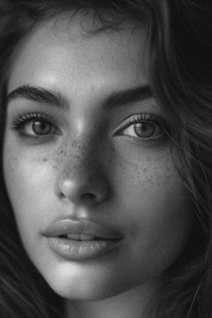 Black and White Portrait of a Beautiful Women Skincare Model