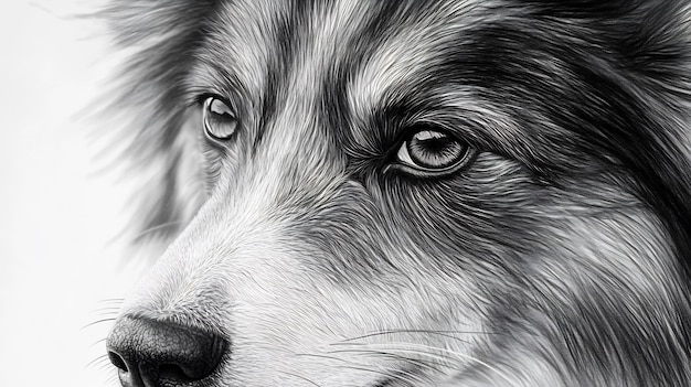 Black and white portrait of a border collie