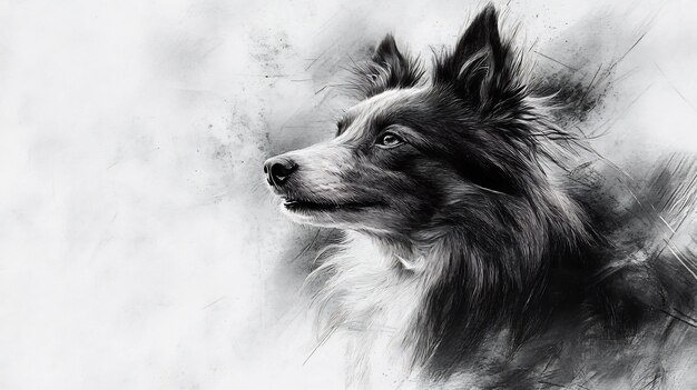 Black and white portrait of a border collie