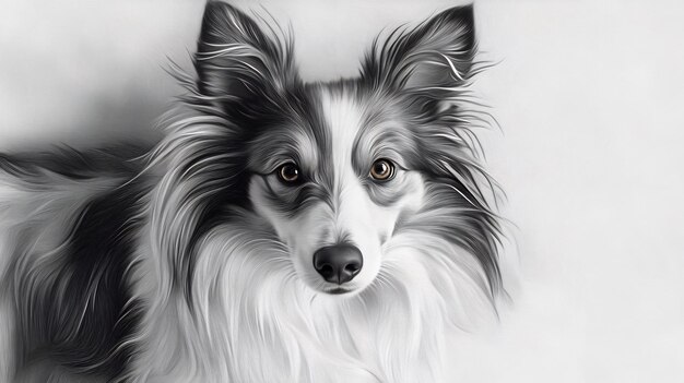 Black and white portrait of a dog