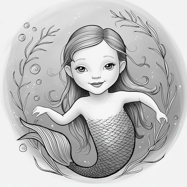 Photo black and white portrait of mermaid