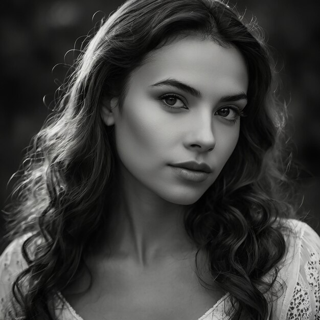 Black and white portrait of woman in old sexy style