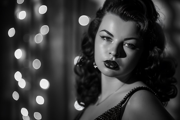 Photo black and white portrait of a woman with a dramatic look