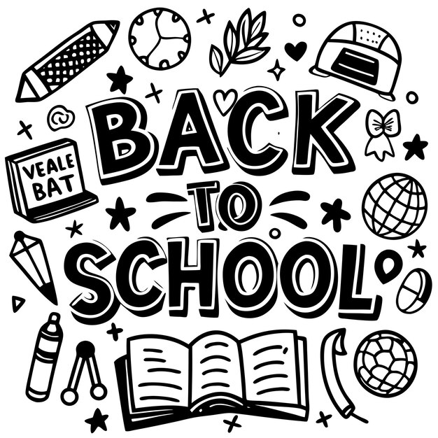 Photo a black and white poster of a school with the words back to school