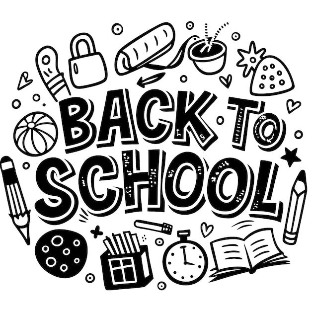 Photo a black and white poster of a school with the words back to school