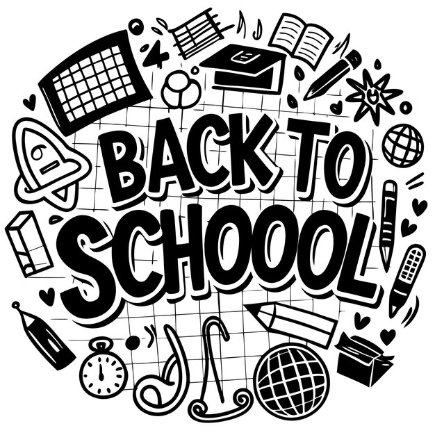 Photo a black and white poster of a school with the words back to school