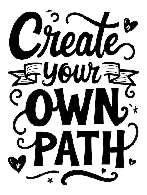 Photo a black and white poster that says create your own path