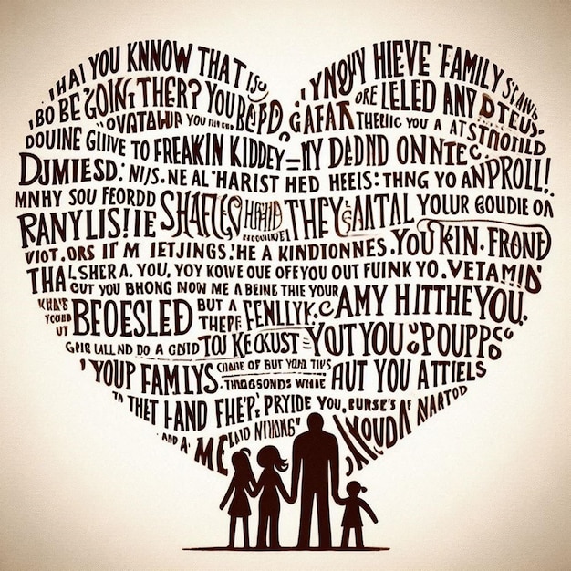 Photo a black and white poster with a couple and a heart that says quot family quot