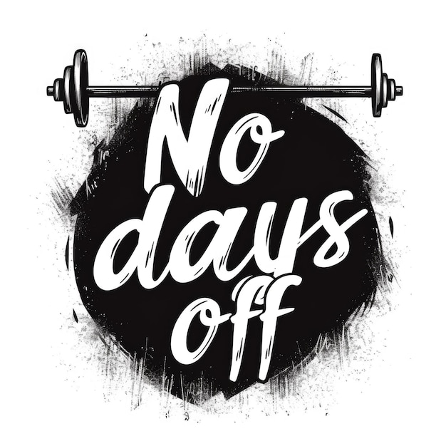 A black and white poster with the words no days off