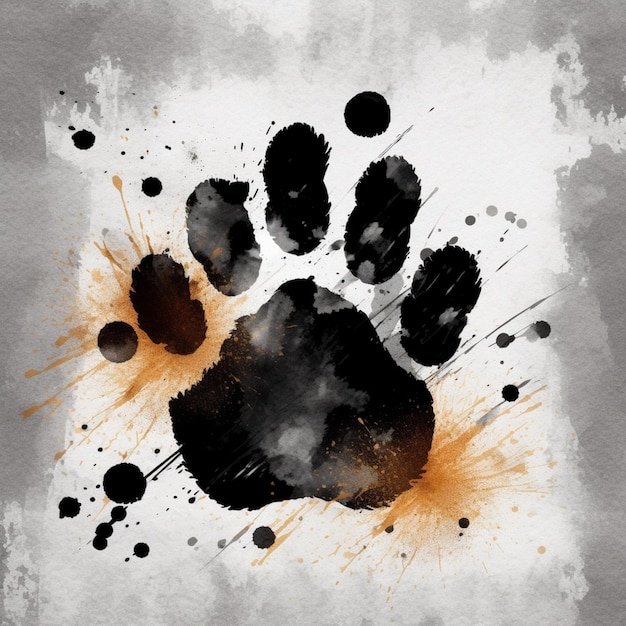 A black and white print of a paw print is shown.