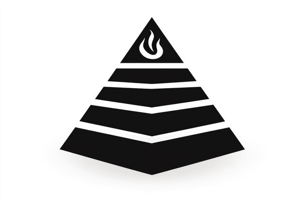 Photo black and white pyramid with flame icon