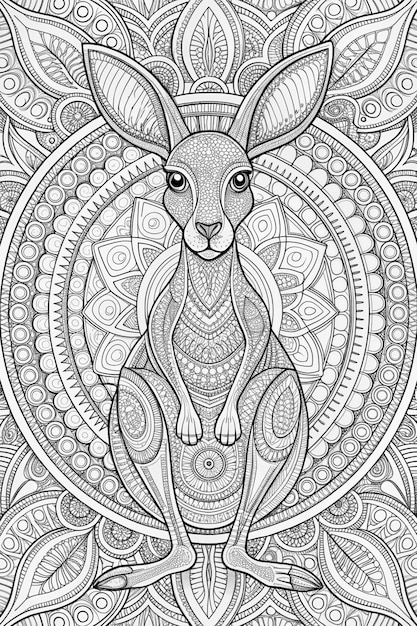 black and white rabbit in the ethnic style