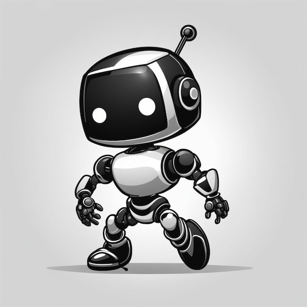 black and white robot drawing for coloring illustration vector