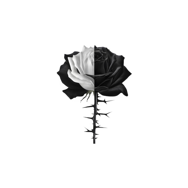 Photo a black and white rose with the word dead on it