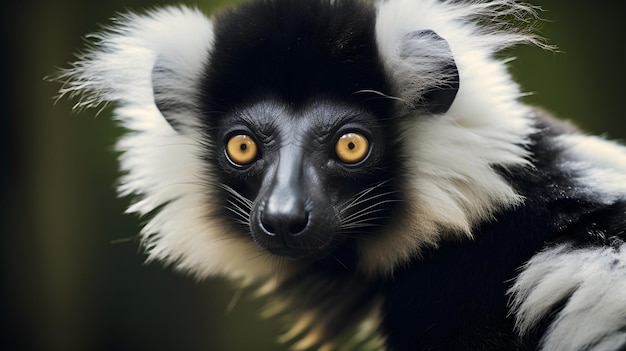 Black and white ruffed lemur UHD Wallpaper