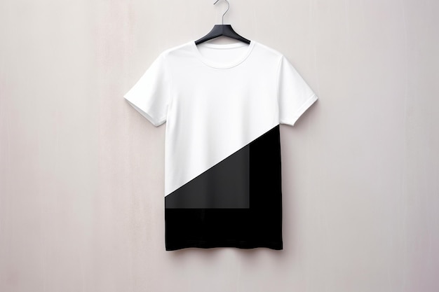 Black white sample tshirt in the style of minimalist background