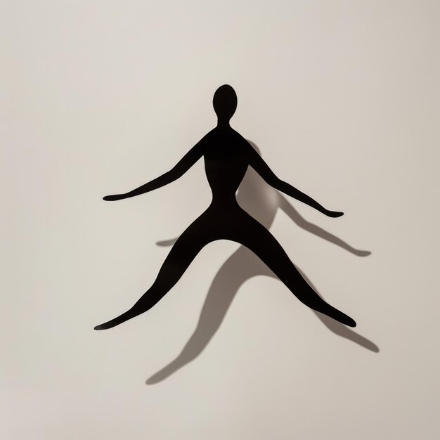 Photo a black and white sculpture of a person in mid jump