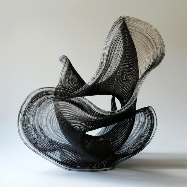 a black and white sculpture of a snake