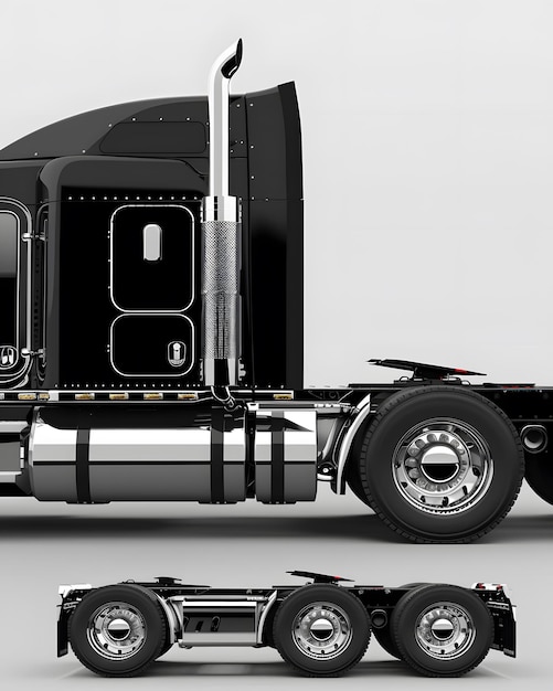 Photo a black and white semi truck with the number 10 on the side