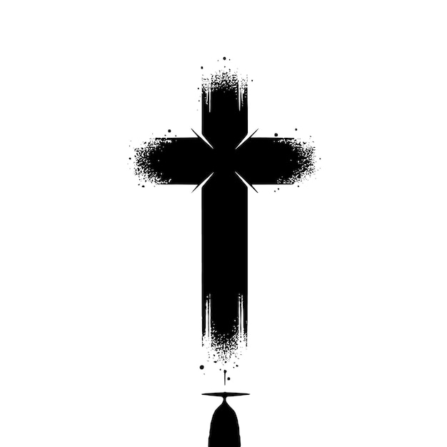 Photo black and white silhouette of a abstract cross illustration