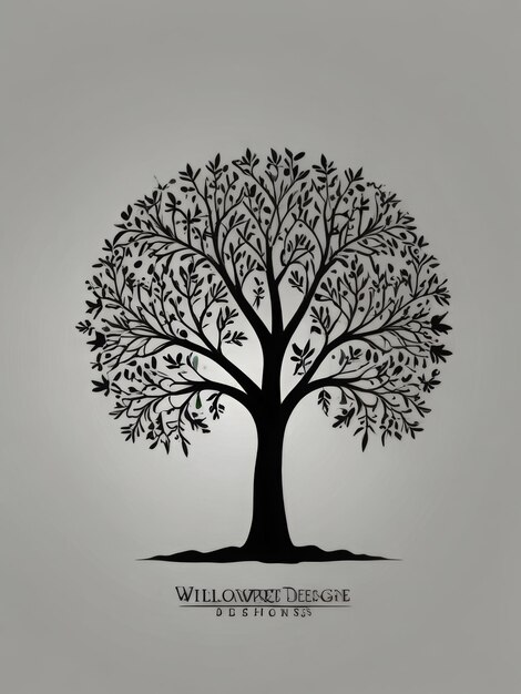 Photo black and white silhouette logo design for willowtree designs