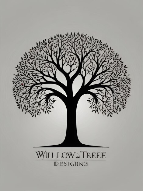 Photo black and white silhouette logo design for willowtree designs