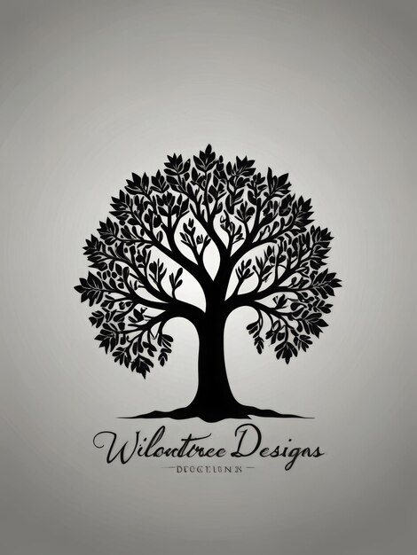 Photo black and white silhouette logo design for willowtree designs