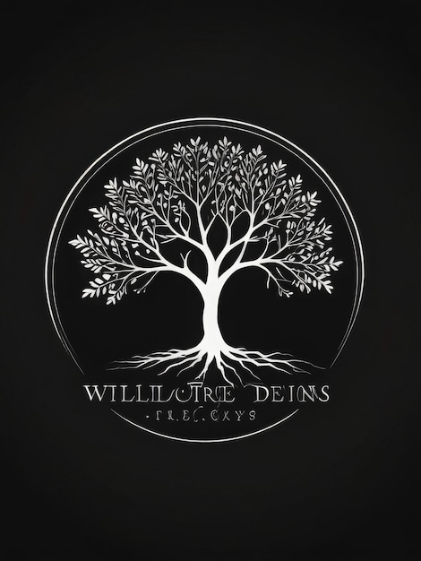 black and white silhouette logo design for Willowtree Designs