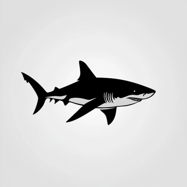 Photo a black and white silhouette of a shark with an open mouth viewed from the side