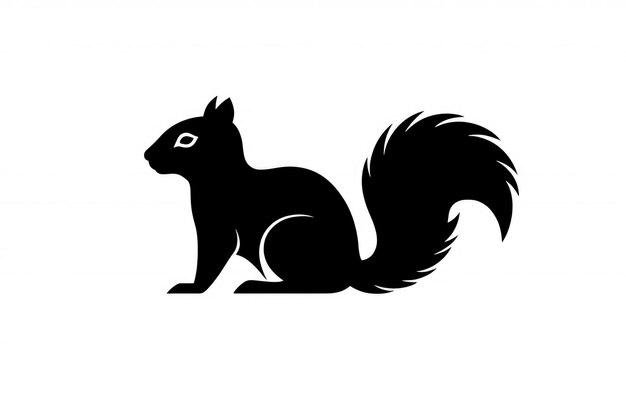 Photo black and white silhouette of a squirrel