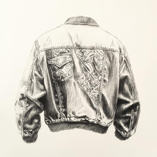 Photo black and white sketch of a mans jacket on a white background