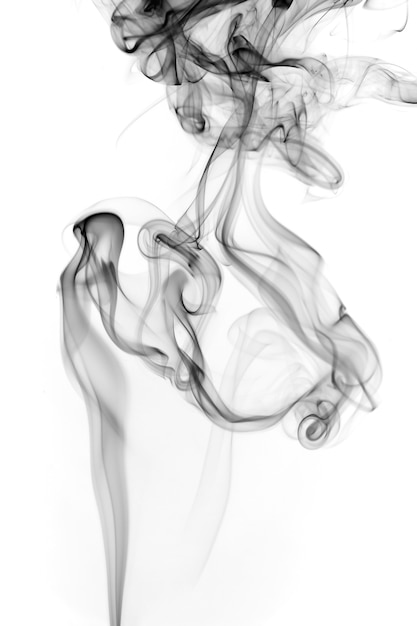 Black and white smoke abstract on white background, fire design