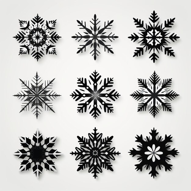 Photo black and white snowflake designs luminous light and shadow vector art