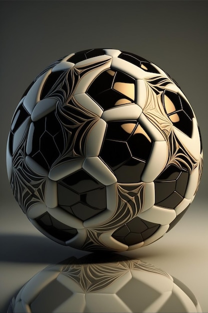 A black and white soccer ball with a pattern of stars on it.