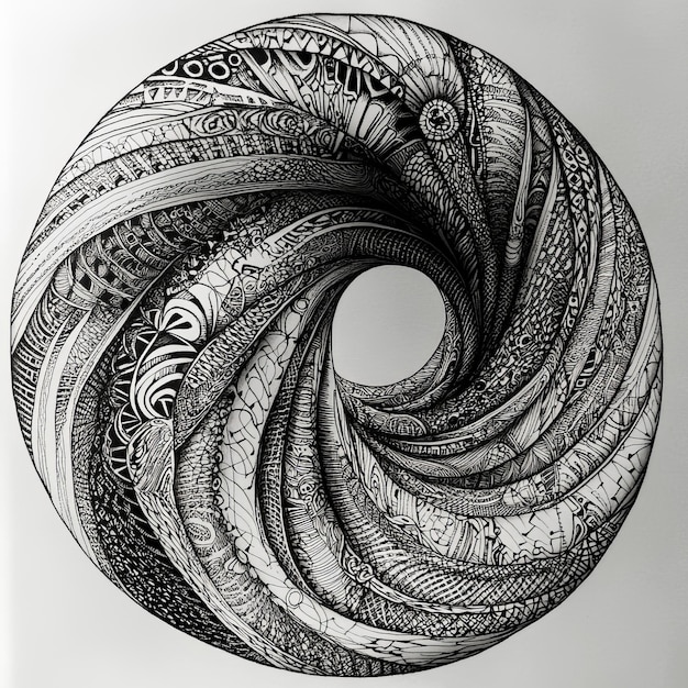 Photo black and white spiral on white background psychedelic image