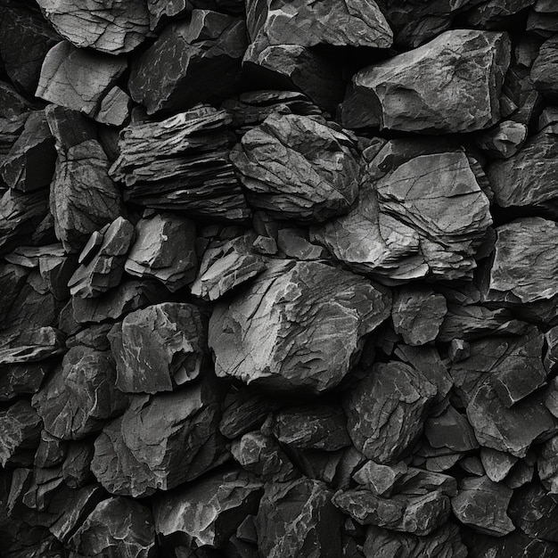 Black white stone texture Rock surface Closeup Like a old rough concrete wall Dark gray grunge