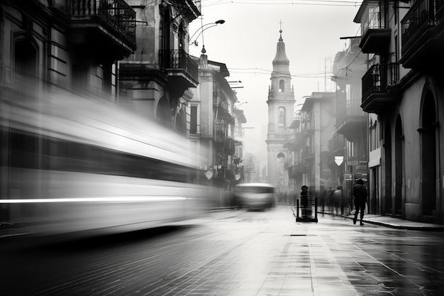 Black and white street photography of bogota colombi ai generated 1