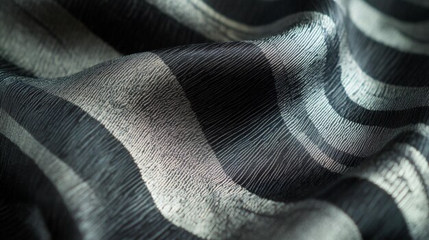 Photo a black and white striped fabric with a black and white pattern