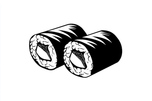 Photo black and white sushi roll illustration