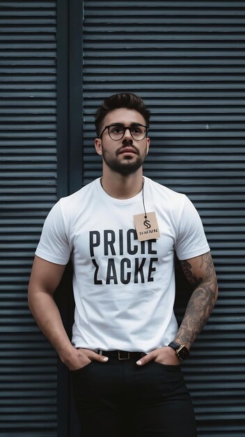 Photo black and white t shirts with price tag