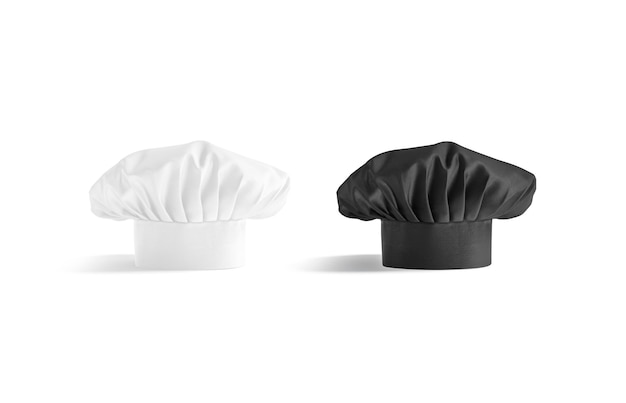 Black and white toque chef hat. Head-cook for culinary. Baker or cooker protect workwear.