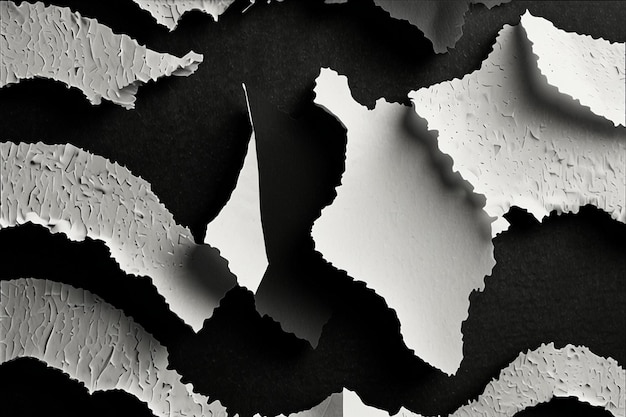 Black and White Torn Paper Collage Style Ripped Paper Effect Texture Abstract Background Copy Spa