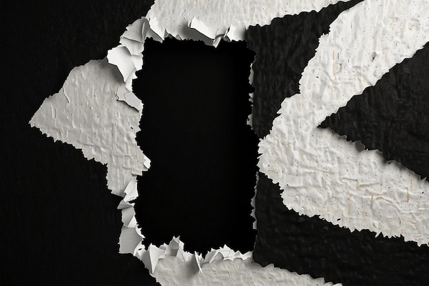 Black and White Torn Paper Collage Style Ripped Paper Effect Texture Abstract Background Copy Spa