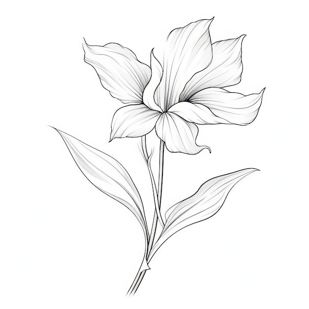 Black And White Vector Drawing Of Narcissus Leaf