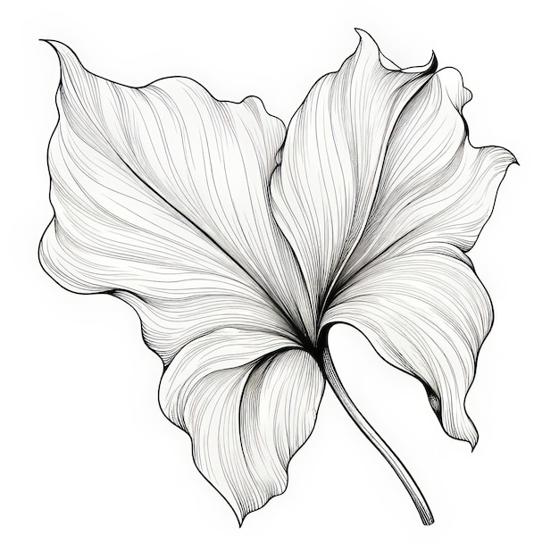 Black And White Vector Drawing Of Narcissus Leaf