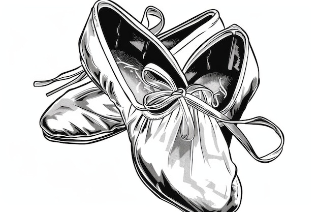 Photo a black and white vector graphic of a pair of ballet shoes