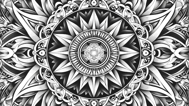 black and white vector illustration of a mandala