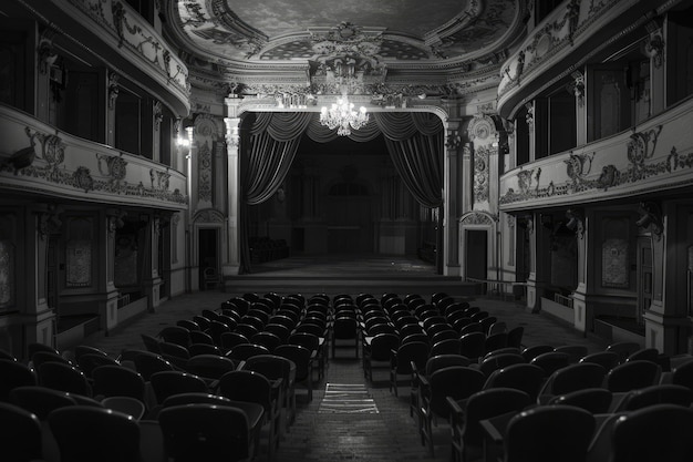 Black and white view of theatre